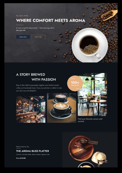 Café & Coffee Shop Website Template | Modern Responsive Template for Cafés, Coffee Shops & Roasteries